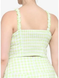 Discount 💯 Lime Green Buffalo Plaid 👧 Girls Crop Tank Top Plus Size ⭐ -HT Style Outlet Store 17105152 av2