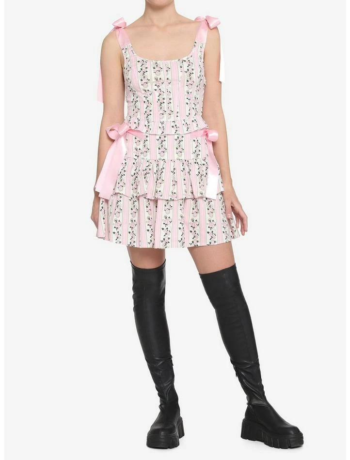 Budget 🔔 Pink Roses & Gears Corset 👧 Girls Tank Top ❤️ 4 Budget 🔔 Pink Roses & Gears Corset 👧 Girls Tank Top ❤️ - Image 2