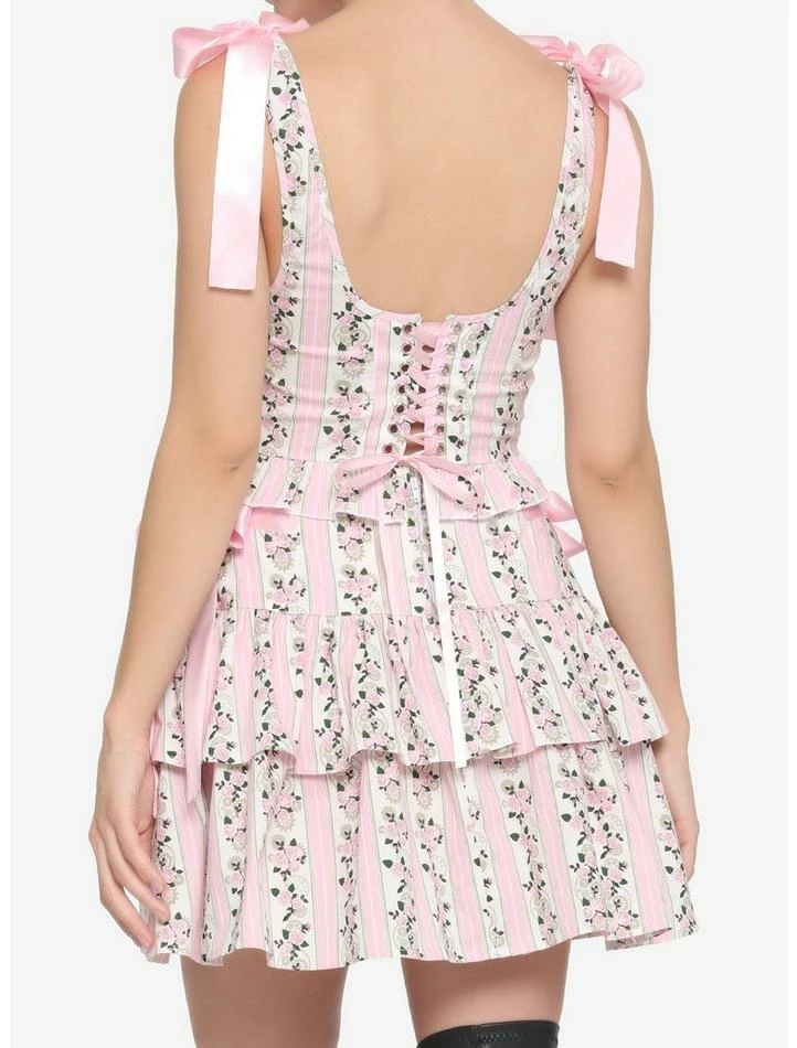 Budget 🔔 Pink Roses & Gears Corset 👧 Girls Tank Top ❤️ 5 Budget 🔔 Pink Roses & Gears Corset 👧 Girls Tank Top ❤️ - Image 3