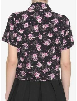 Buy 🔥 Tarot Night Floral Tie-Front 👧 Girls Woven Button-Up 💯 -HT Style Outlet Store 17105174 av2