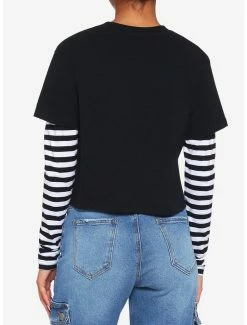 Cheap 🥰 Goth Milk Black & White Twofer 👧 Girls Crop Long-Sleeve T-Shirt ⭐ -HT Style Outlet Store 17106890 av2