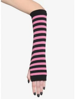 Best Sale 👏 Pink & Black Stripe Arm Warmers 🔔 -HT Style Outlet Store 17130467 av1