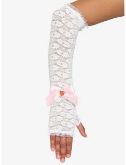 Cheapest 👏 White Lace Strawberry Long Arm Warmers 👏