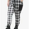 Outlet 😍 Black & White Plaid Split Jogger Pants Plus Size ✔️ -HT Style Outlet Store 17169823 hi