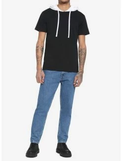 New 🎉 Black & White Hooded Twofer T-Shirt 🤩 -HT Style Outlet Store 17171498 av1