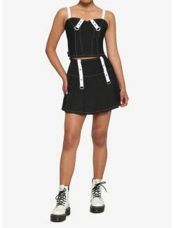 Best Sale 😍 Royal Bones By Tripp White Straps Pleated 👗 Skirt 🥰 -HT Style Outlet Store 17177869 av2