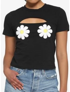 Outlet 😀 Daisy Cutout 👧 Girls Crop T-Shirt 🧨