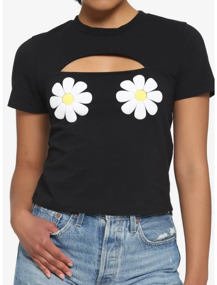 Outlet ๐ Daisy Cutout ๐ง Girls Crop T-Shirt ๐งจ 3 Outlet ๐ Daisy Cutout ๐ง Girls Crop T-Shirt ๐งจ