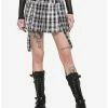 Buy 🤩 Black White & Red Plaid Grommet Suspender 👗 Skirt 🌟