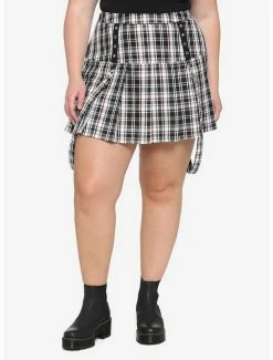 Top 10 👍 Black White & Red Plaid Grommet Suspender 👗 Skirt Plus Size ⌛