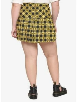 Outlet 🌟 Yellow & Black Flower Plaid 👗 Skirt Plus Size 😍 -HT Style Outlet Store 17236427 av1