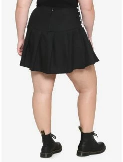 Flash Sale 😉 Black & White Lace-Up Pleated 👗 Skirt Plus Size 🥰 -HT Style Outlet Store 17236457 av1