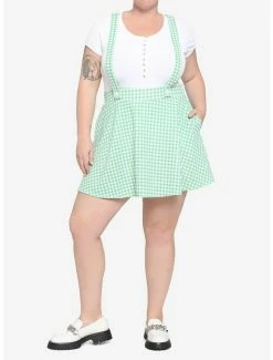 Discount 🎉 Green & White Gingham Suspender 👗 Skirt Plus Size 👏 -HT Style Outlet Store 17236674 av1