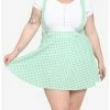 Discount 🎉 Green & White Gingham Suspender 👗 Skirt Plus Size 👏 -HT Style Outlet Store 17236674 hi