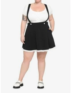 Deals 👍 Black & White Lace Suspender 👗 Skirt Plus Size 🎁 -HT Style Outlet Store 17236689 av1