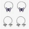Buy 😍 Steel Silver Mushroom Butterfly Circular Barbell & Captive Hoop 4 Pack ✔️ -HT Style Outlet Store 17243973 hi