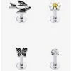 New 🎉 Steel Silver Sparrow Butterfly Labret Stud 4 Pack 😉 -HT Style Outlet Store 17243983 hi