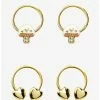 Wholesale 🧨 Steel Gold Mushroom Heart Circular Barbell & Captive Hoop 4 Pack 👍 -HT Style Outlet Store 17244209 hi