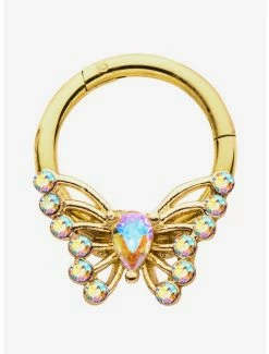 Cheapest ๐ 16G Steel Gold Butterfly Hinged Clicker ๐