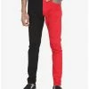Cheap ✨ Red & Black Distressed Split-Leg Skinny 👖 Jeans 🥰 -HT Style Outlet Store 17249157 hi