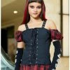 Cheap ✔️ Black & Red Plaid 👧 Girls Woven Lace-Up Top 🧨 -HT Style Outlet Store 17255301 hi
