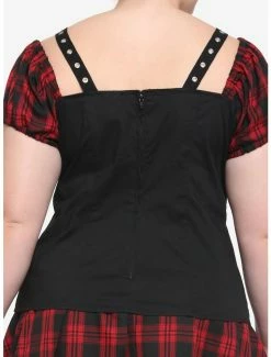 Best reviews of 🌟 Black & Red Plaid 👧 Girls Woven Lace-Up Top Plus Size 😀 -HT Style Outlet Store 17255309 av2