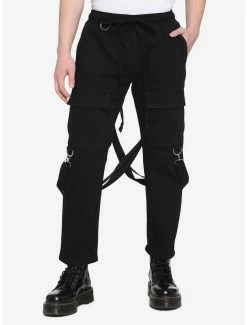 Best Sale 🎁 Black Suspender Wide Leg Cargo Pants 🔔