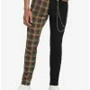 Cheapest ⭐ Black & Rainbow Plaid Split Chain Stinger 👖 Jeans 😀 -HT Style Outlet Store 17278921 hi