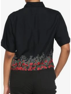 Cheap 🥰 Red Rose Boxy 👧 Girls Crop Woven Button-Up ⌛ -HT Style Outlet Store 17286861 av2