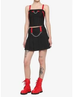 Budget ⭐ Royal Bones By Tripp Black & Red Chain Pleated 👗 Skirt 👍 -HT Style Outlet Store 17374667 av2