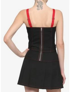 Discount ⭐ Royal Bones By Tripp Black & Red Chain 👧 Girls Crop Cami 🎉 -HT Style Outlet Store 17375566 av2