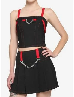 Discount ⭐ Royal Bones By Tripp Black & Red Chain 👧 Girls Crop Cami 🎉