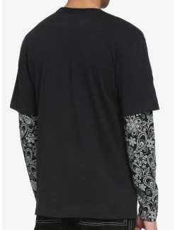 Best Sale 😍 Black & White Paisley Twofer Long-Sleeve T-Shirt 🤩 -HT Style Outlet Store 17413040 av2