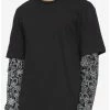 Best Sale 😍 Black & White Paisley Twofer Long-Sleeve T-Shirt 🤩 -HT Style Outlet Store 17413040 hi