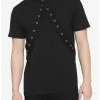 Best Pirce ⌛ Black Double Grommet Strap T-Shirt 🔔