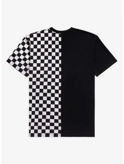 New 🤩 Black & White Checkered Split T-Shirt 😍 -HT Style Outlet Store 17414566 av1
