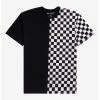 New 🤩 Black & White Checkered Split T-Shirt 😍 -HT Style Outlet Store 17414566 hi