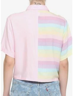 Brand new ❤️ Pastel Stripe Split Boxy 👧 Girls Crop Woven Button-Up 🧨 -HT Style Outlet Store 17439430 av2