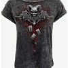 Brand new 🛒 Death Tarot Acid Wash Turnup Sleeve T-Shirt ❤️ -HT Style Outlet Store 17481864 hi