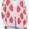Cheap 🤩 Pink Strawberry Button-Front 👧 Girls Cardigan ❤️