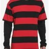 Best deal 🎁 Black & Red Stripe Twofer Long-Sleeve T-Shirt 🥰 -HT Style Outlet Store 17494111 hi