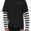 Outlet 🔔 Black & White Stripe Anarchy Twofer Long-Sleeve T-Shirt 🔔 -HT Style Outlet Store 17494129 hi