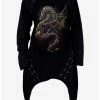 Wholesale 😉 Dragon Cogs Lace Up Asymmetrical Hoodie 💯 -HT Style Outlet Store 17495919 hi