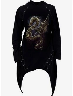 Wholesale 😉 Dragon Cogs Lace Up Asymmetrical Hoodie 💯