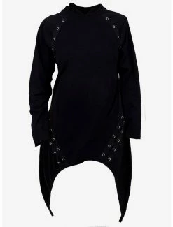 Promo ✔️ Metal Streetwear Lace Up Asymmetrical Hoodie ✔️