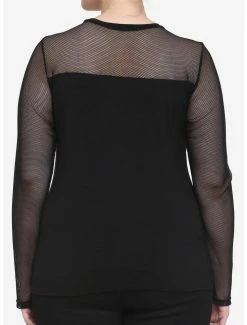 Deals 🎁 Black Mesh Sweetheart Neckline 👧 Girls Long-Sleeve Top Plus Size 👍 -HT Style Outlet Store 17497234 av2