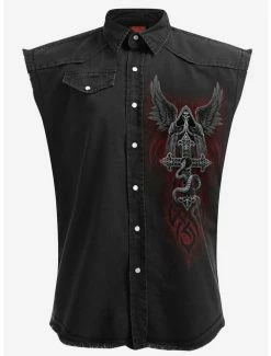 Best Pirce 🔥 The Dead Sleeveless Woven Button-Up ✨