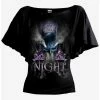New 🤩 DC Comics Batman I Am The Night Boat Neck Bat Sleeve Top 🎉 -HT Style Outlet Store 17504072 hi