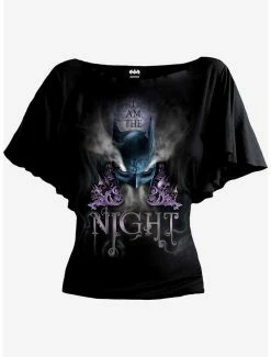 New ๐คฉ DC Comics Batman I Am The Night Boat Neck Bat Sleeve Top ๐