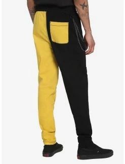 Flash Sale 😀 Black & Yellow Split Jogger Pants 💯 -HT Style Outlet Store 17516441 av1